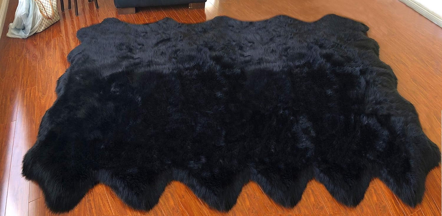 LAMBZY Faux Sheepskin Hypoallergenic Free Shape Silky Shag Rug, Luxury Shaggy Plush Carpet for