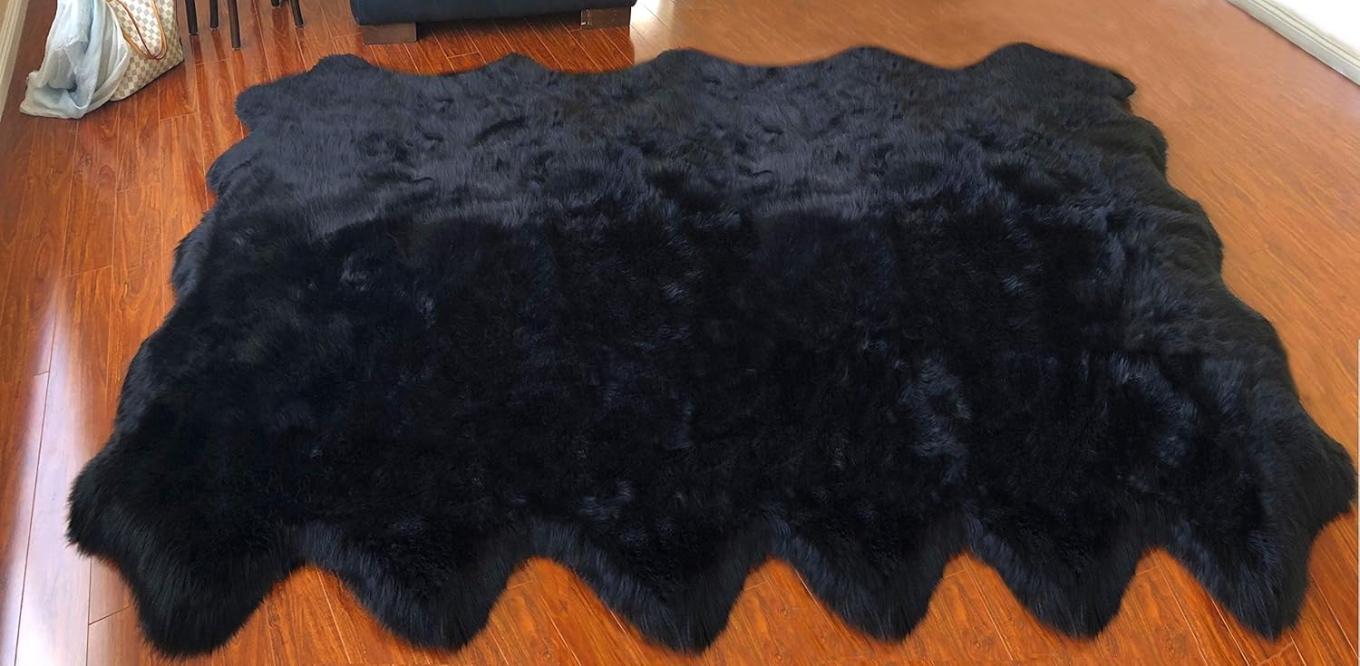 LAMBZY Faux Sheepskin Hypoallergenic Free Shape Silky Shag Rug, Luxury Shaggy Plush Carpet for