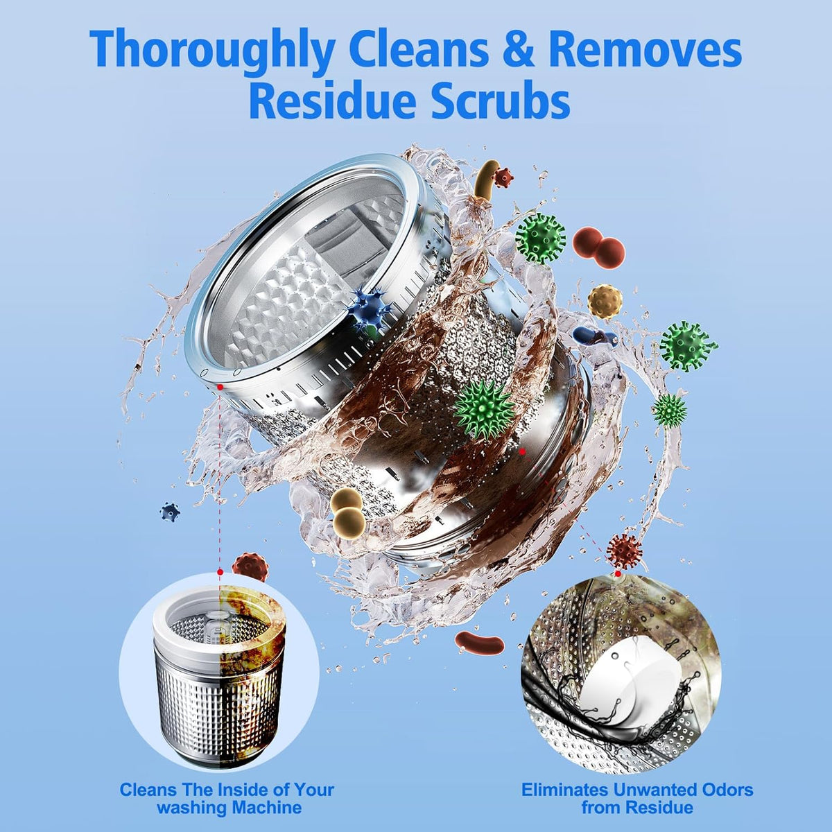 USKICH Washing Machine Cleaner Descaler 40 Pack-Deep Cleaning Tablets For HE Front Loader & Top