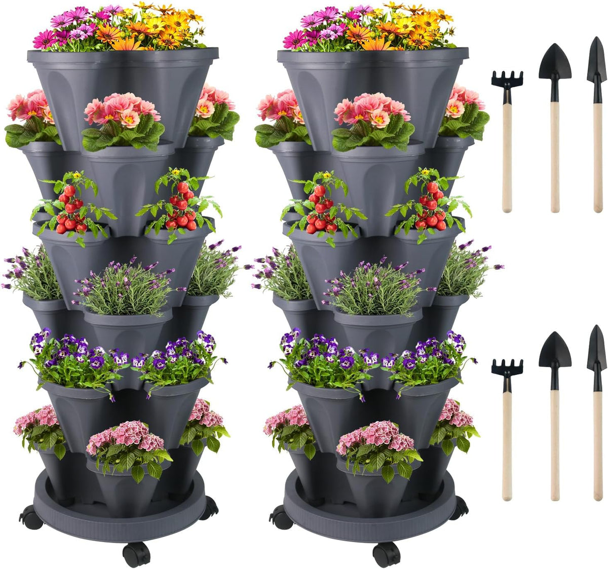 Vertical Planter 6 Tier Stackable Planters Garden Planters Strawberry Herb Flower and Vegetable