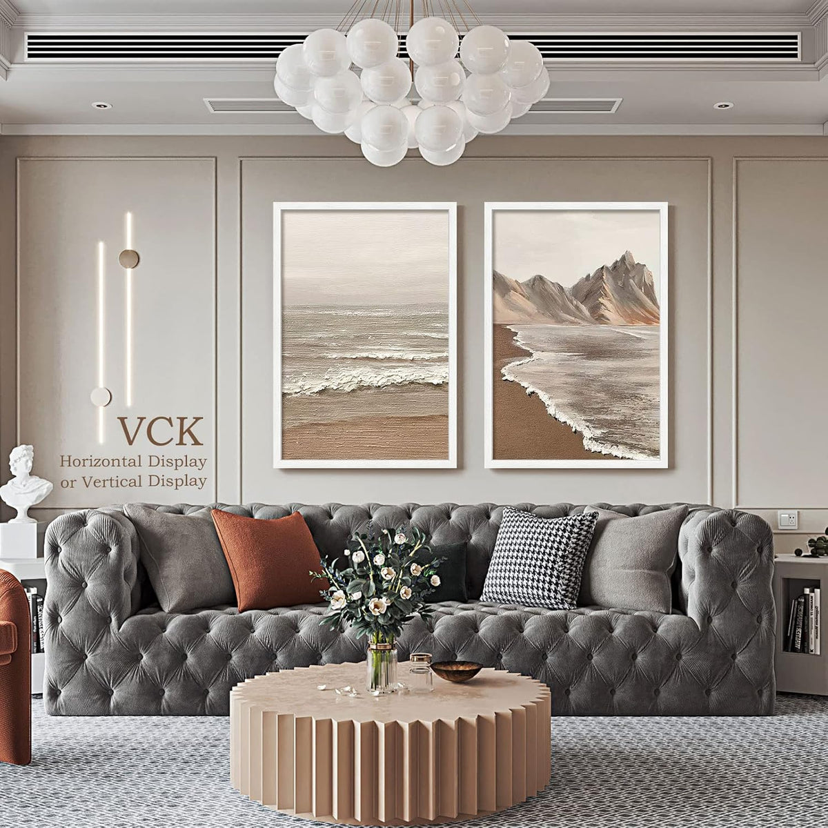 VCK 27x40 Solid Wood Poster Frames Set of 3, Exclusive Woodgrain White Picture Frame, Wall Mounting