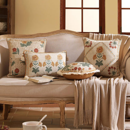patdrea Designer Pack of 4 Throw Pillow Covers,Beige Vintage French Soft Linen Pillows Cover with