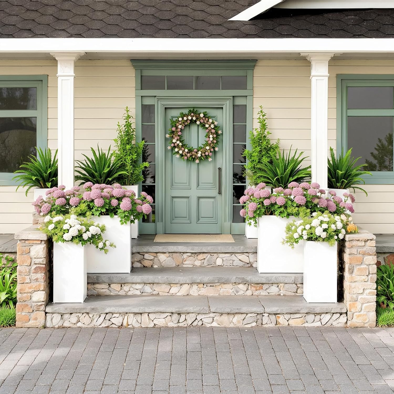 Planter Box Outdoor 38"W x 10.2"D x 30"H- Tall Rectangular Planters for Outdoor Patio/Porch