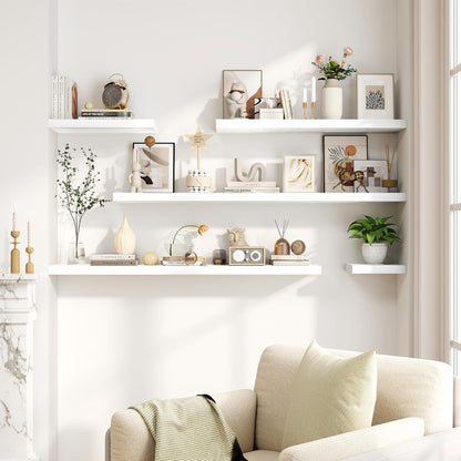 Fun Memories White Floating Shelves 16 Inch Long, 8 Deep Floating Shelf Wall Mounted, 16 x 8 Inch