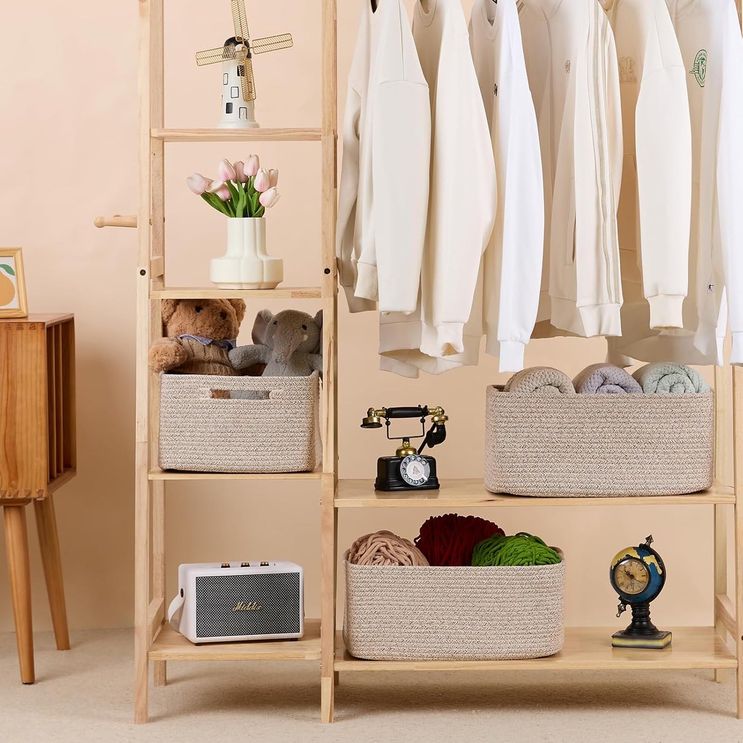 Large Storage Baskets for Shelves, Closet Organizers Bins for Clothes Blanket Towels, Baby Nursery