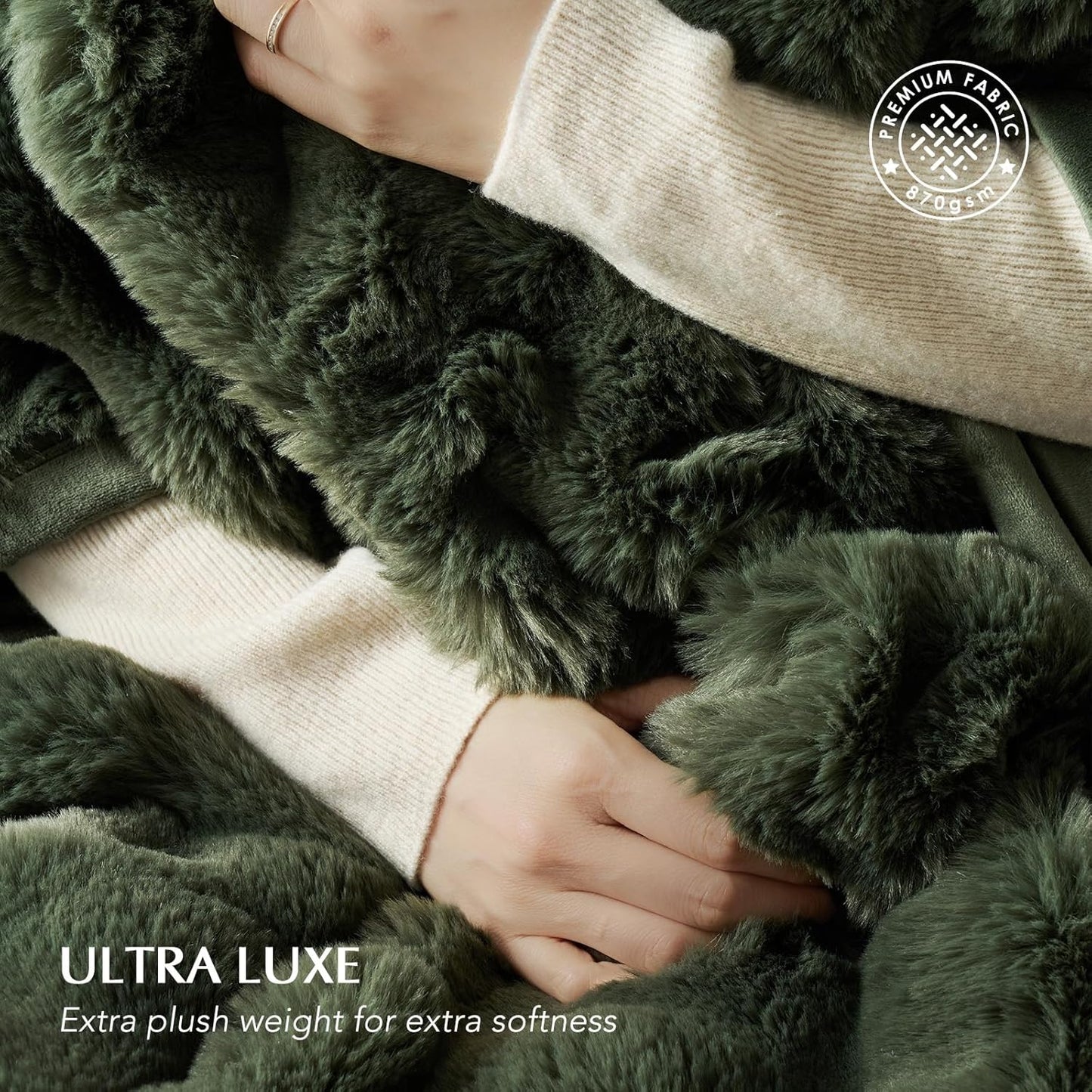 EVERGRACE Ultra Soft Luxury Fluffy Ridgeline Faux Rabbit Fur Throw Blanket, Thick Warm Bubble Throw