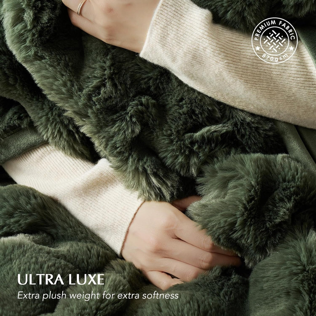 EVERGRACE Ultra Soft Luxury Fluffy Ridgeline Faux Rabbit Fur Throw Blanket, Thick Warm Bubble Throw