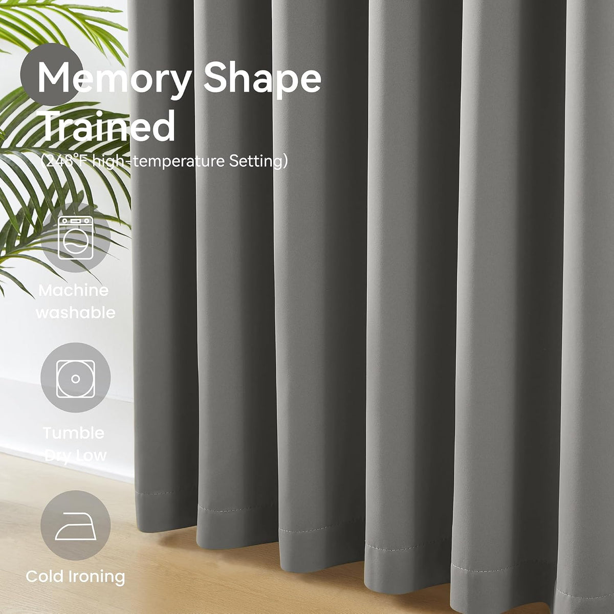 KangBang Grey Pinch Pleated Blackout Curtains 108 Inches Long for Hall Windows, Sound Dampening