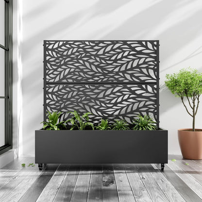 Casaphoria Metal Raised Garden Bed with Trellis and Wheels, 47"x47"x16" Planter Box for Climbing