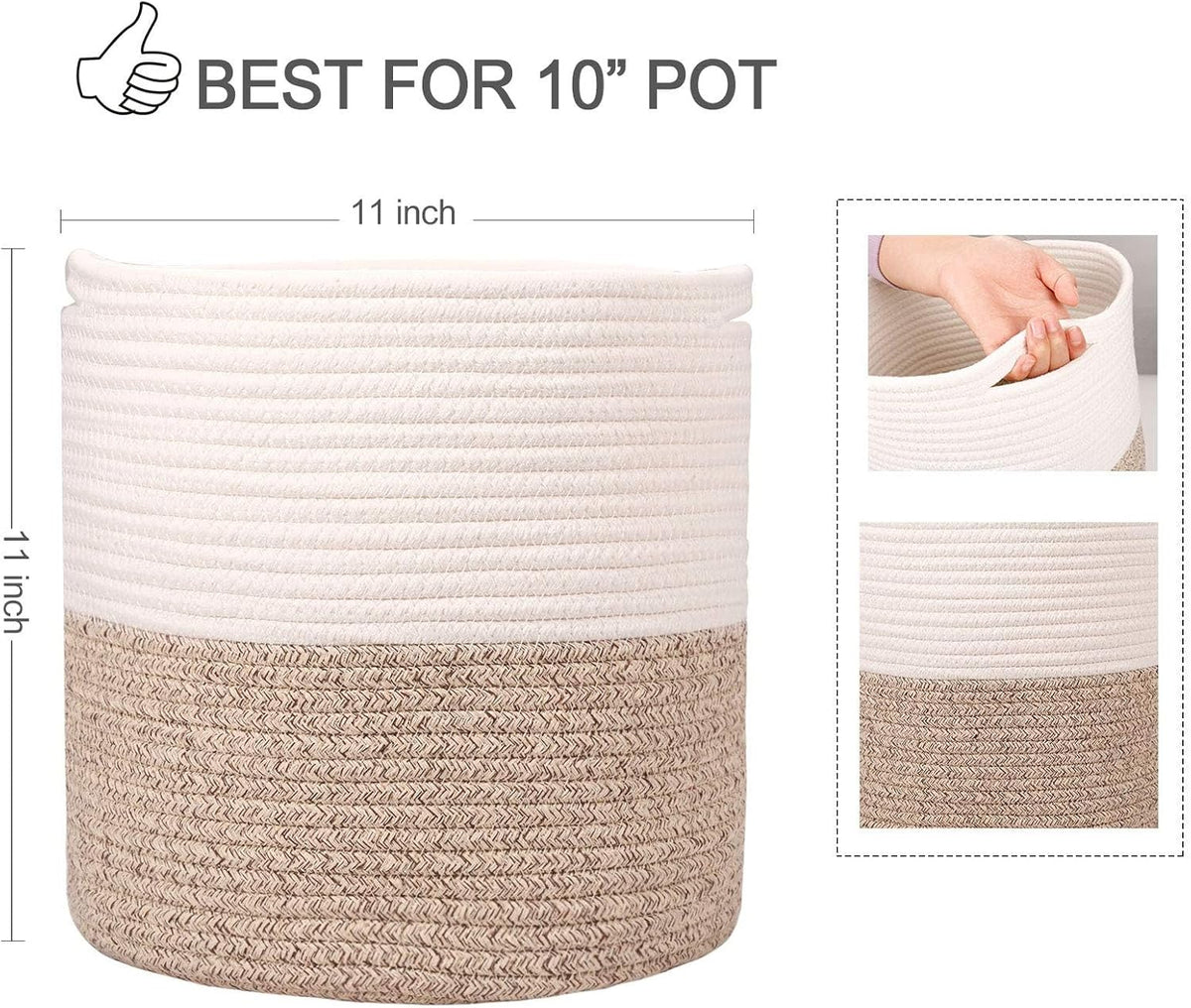 Planter Baskets for Indoor 11" Planters Cotton Rope Flower Plant Pots Cover,Woven Storage Baskets
