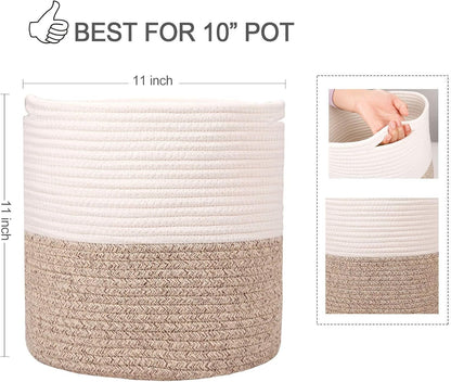 Planter Baskets for Indoor 11" Planters Cotton Rope Flower Plant Pots Cover,Woven Storage Baskets