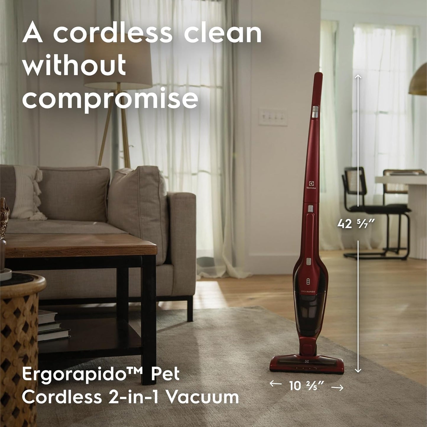 Electrolux Ergorapido Pet Cordless 2-in-1 Vacuum Cleaner with Motorized Pet Nozzle for Easy Pet