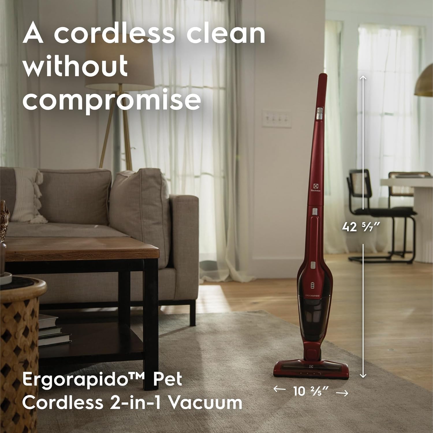 Electrolux Ergorapido Pet Cordless 2-in-1 Vacuum Cleaner with Motorized Pet Nozzle for Easy Pet