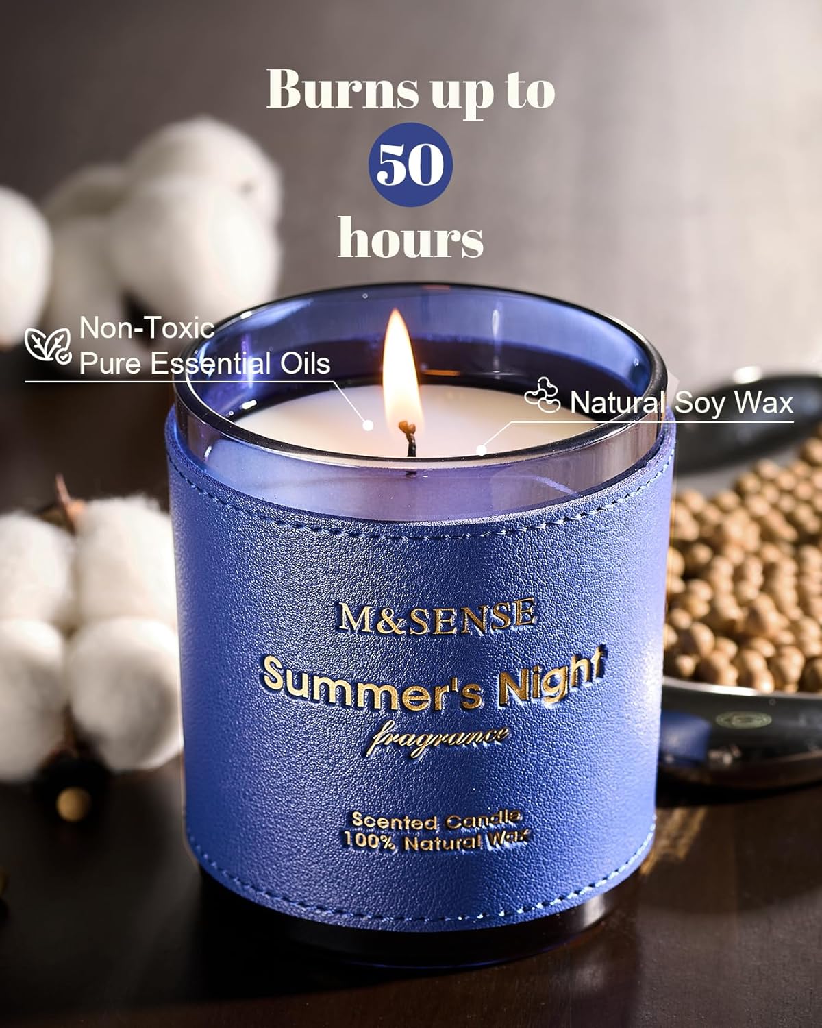 M&SENSE Bergamot Lavender Scented Candles,Vegan Soy Wax,No Toxin,10oz 42-Hour Slow Burning Time