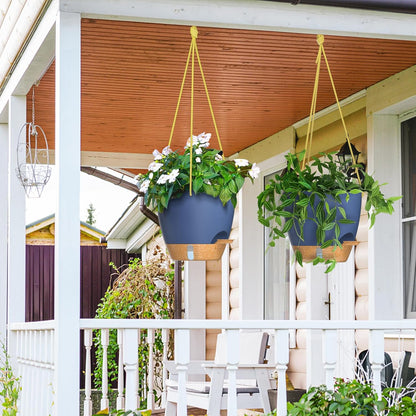 ZMTECH 10 Inch Hanging Planters for Indoor Outdoor Plants, 2 Pack Self Watering Hanging Plant Pots