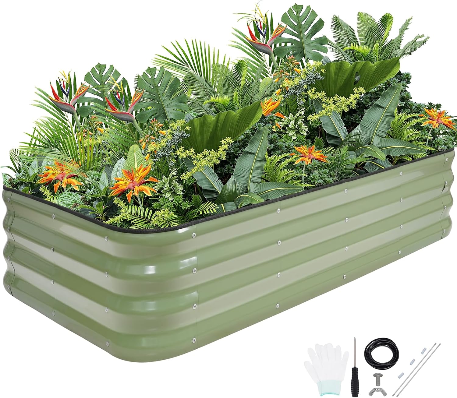 G GOOD GAIN 4-in-1 Adjustable Raised Garden Bed Kit | Galvanized Planter Boxes for Vegetables