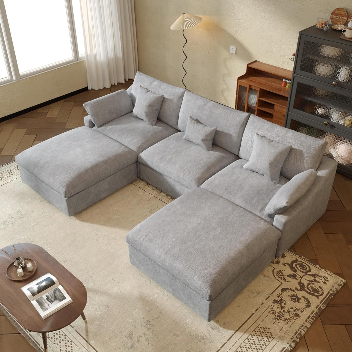JACH U Shaped Sectional Couches, Cloud Sectional Couch with Deep Seat, 119" Down Filled Modular