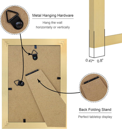 4x6 Picture Frame Set of 4, 4 x 6 Wood Photo Frames with Mat for 3.5x5, Wooden Frame with Real