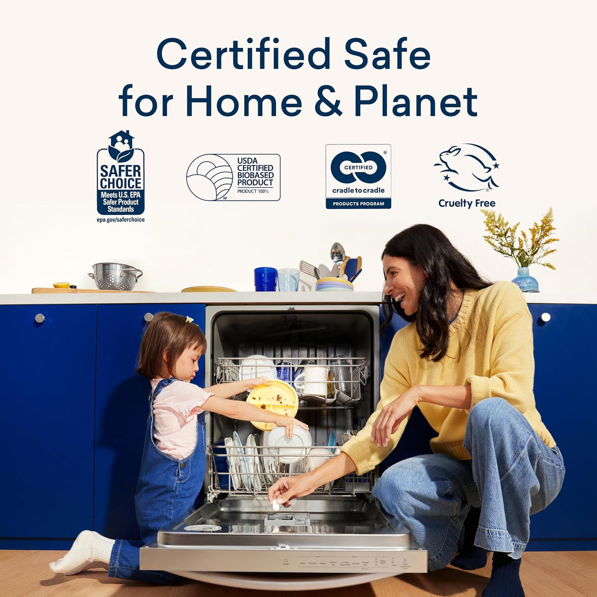 BLUELAND 100% Plastic-Free Dishwasher Detergent Tablets, 36 Count, Lemon Zest Scent, Eco Friendly
