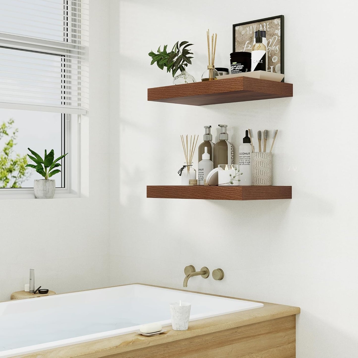 Heimlove 12" Deep Floating Shelves for Wall, 24 Inch Wall Shelf Bathroom Shelves Set of 1, Wall
