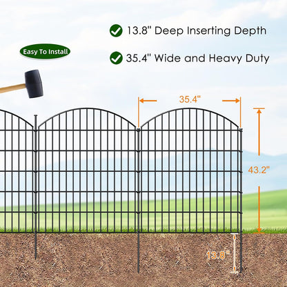 Decorative Metal Garden Fence Outdoor CTW3643, 43.2in H x 14.75 ft L, No Dig Temporary Dog Fence