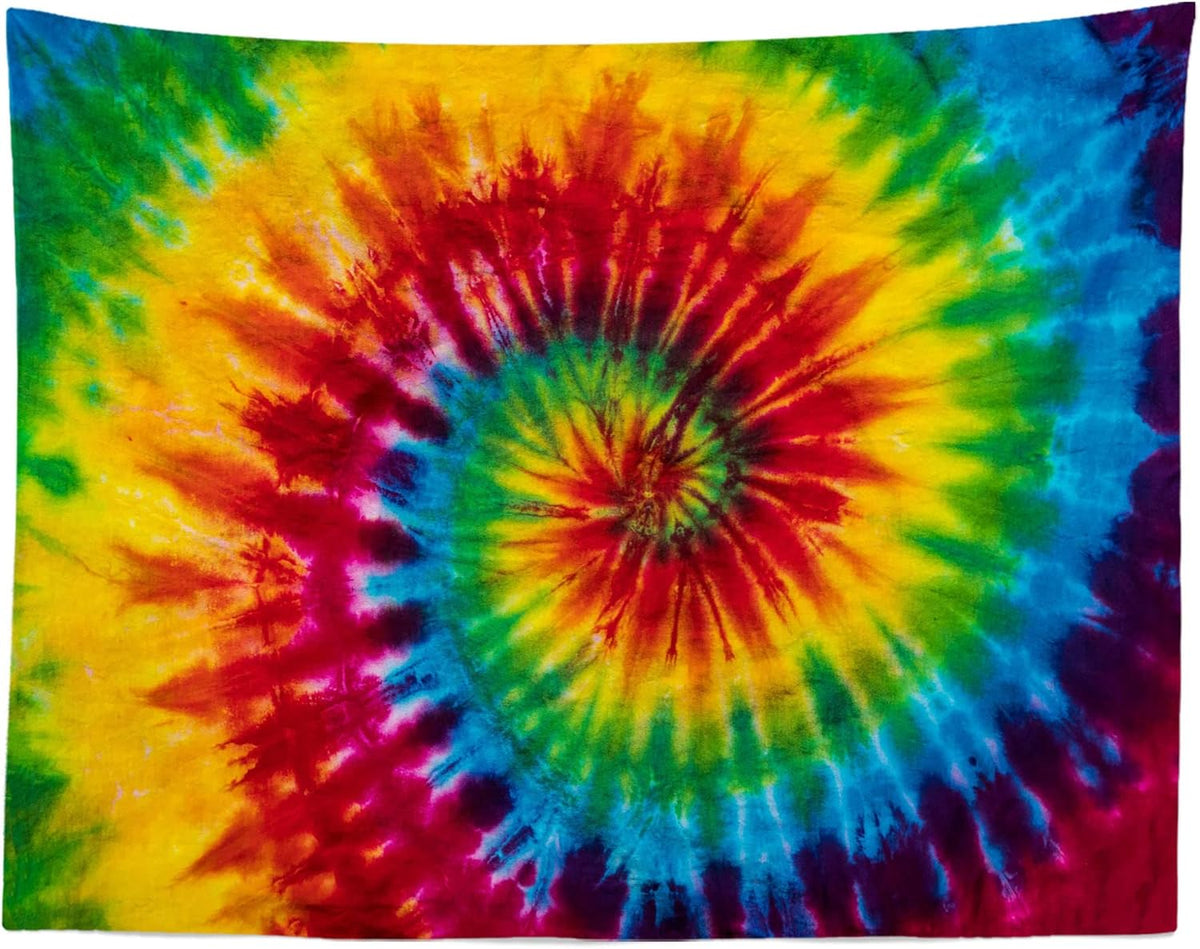 Loccor 10x6.5ft Tie Dye Tapestry Colorful Red Blue Yellow Green Orange Purple Retro Abstract