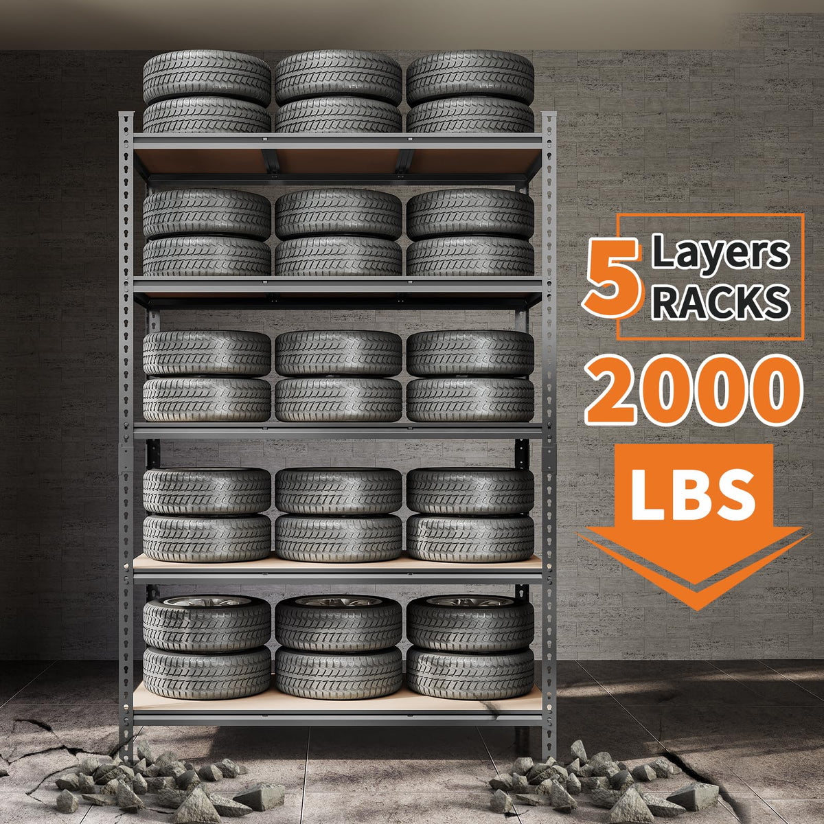 Garvee 5-Tier Storage Shelf 72" H 2 Pack Storage Shelving Unit