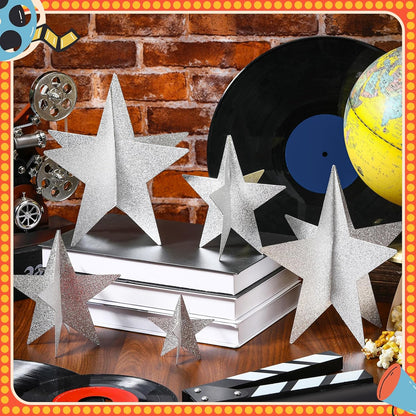 45 Pcs 3D Star Centerpieces Movie Night Decorations for Table in 3 Sizes Hanging Supplies for Red