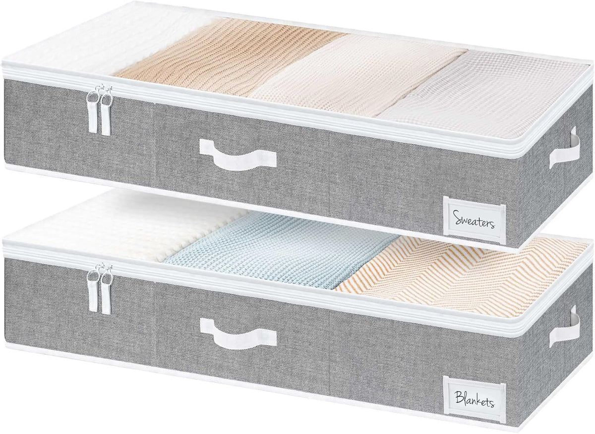 StorageWorks Extra Large Under Bed Storage Containers with Handles and Label Holder, 2 Pack
