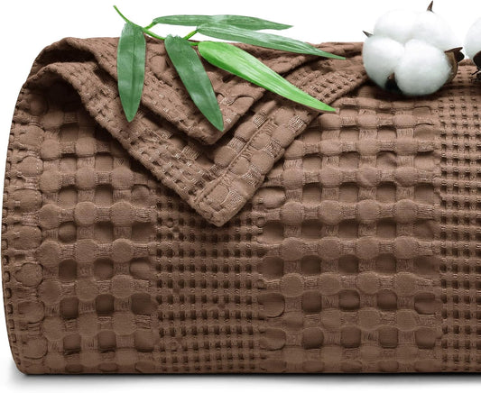 PHF Cooling Waffle Blanket Twin Size, Lightweight 60% Rayon Derived from Bamboo & 40% Cotton