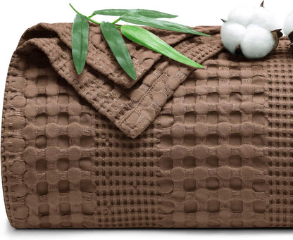 PHF Cooling Waffle Blanket Queen Size, Lightweight 60% Rayon Derived from Bamboo & 40% Cotton
