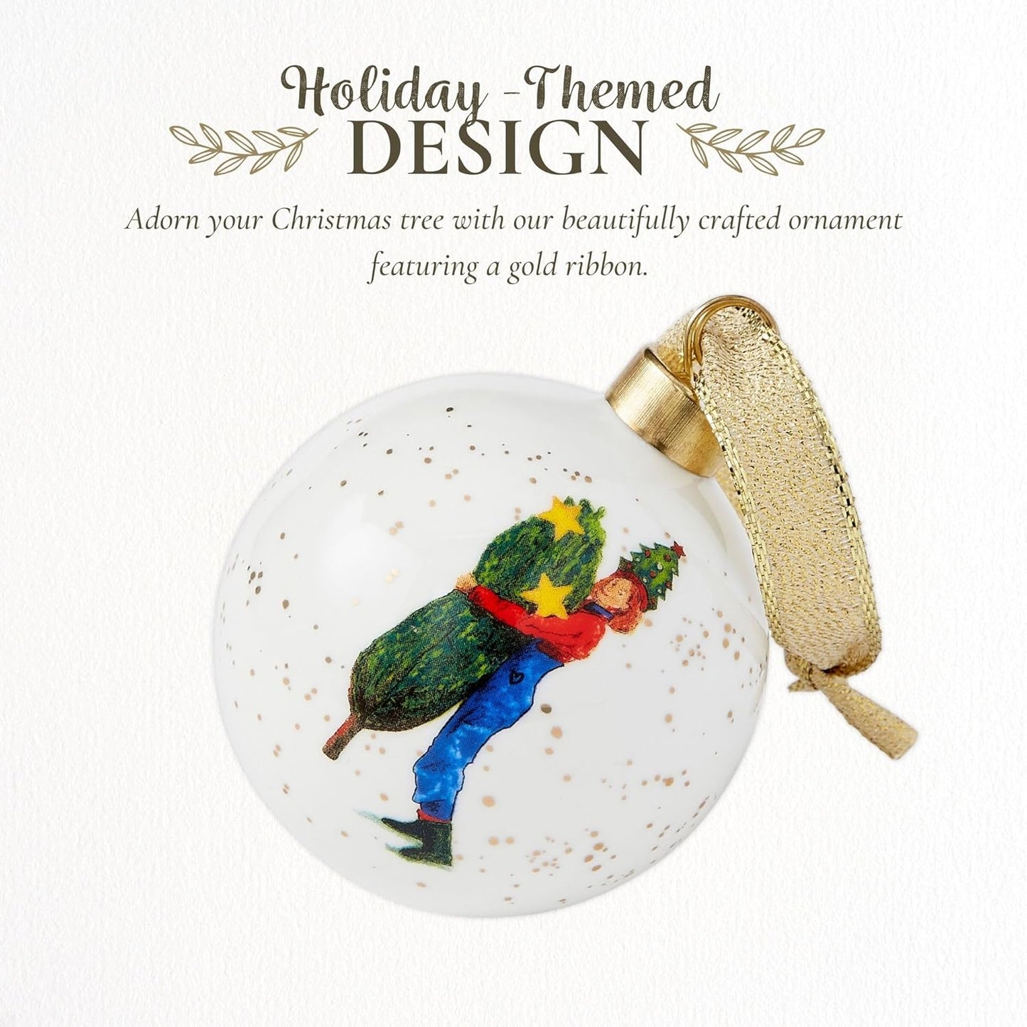 Spode Kit Kemp Christmas Ornament - Doodles Branch Manager - Fine China Whimsical Festive Keepsake