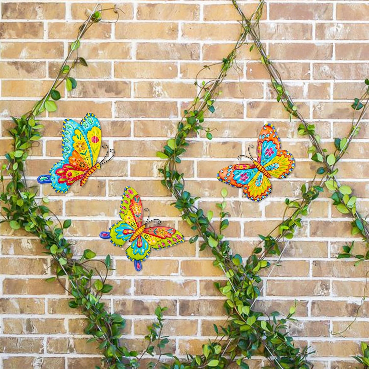 J-Fly Metal Butterfly Wall Decorations Garden Decor Room Decor, Lawn Ornaments Ladybugs Live- 3