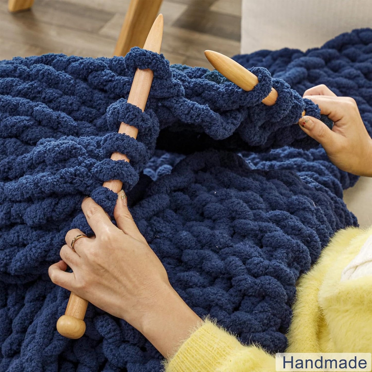 WESHIONGOO Chunky Knit Blanket Throw 40"*40" Knitted Throw Blankets for Couch Bed Fluffy Soft