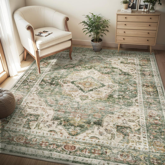 AMOAMI-4X6 Area Rugs for Living Room -Soft Vintage Bedroom Rugs-Non Slip Washable Rug-Throw for