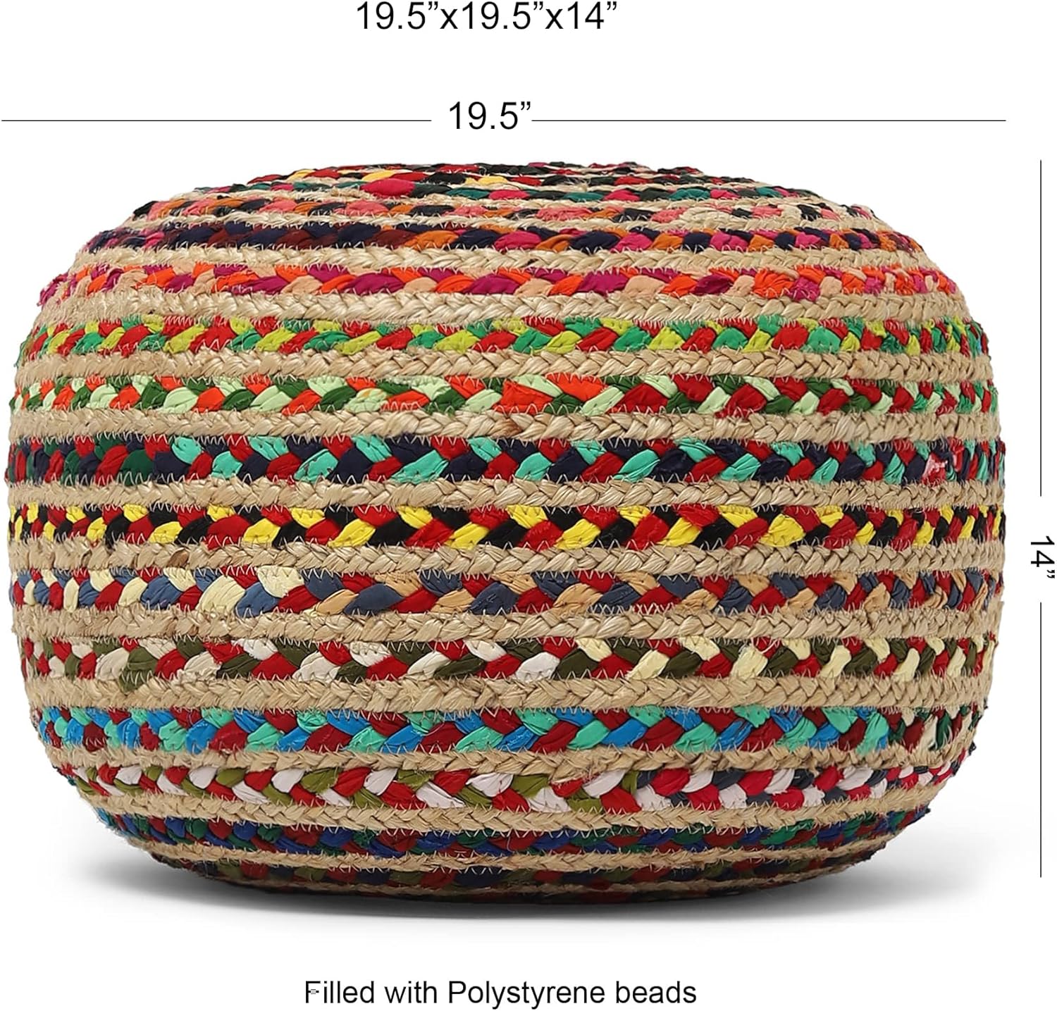 REDEARTH · Round Pouf Ottoman - Braided Boho Poof Home Décor Pouffe Accent Sitting Circular Foot