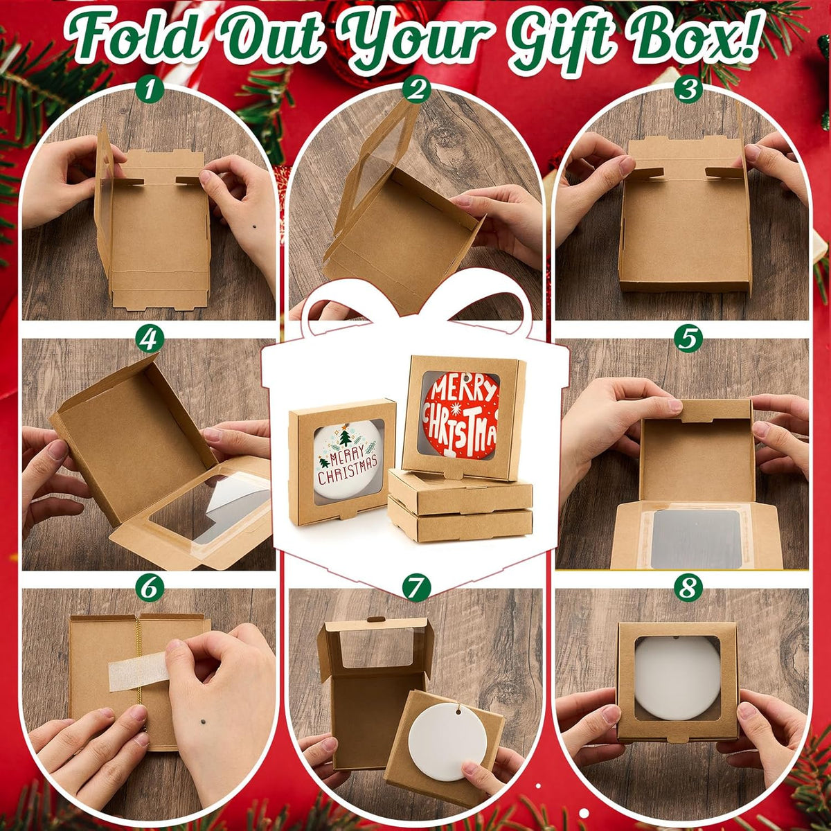 25 Pcs Sublimation Ornament Blanks Box 3.6"x3.6"x0.7" Christmas Ornaments Holder Ceramic Discs