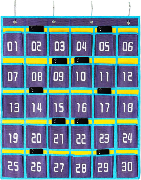 Loghot Classroom Accessories Closet Pocket Chart for Cell Phones Holder Wall Door Hanging Organizer