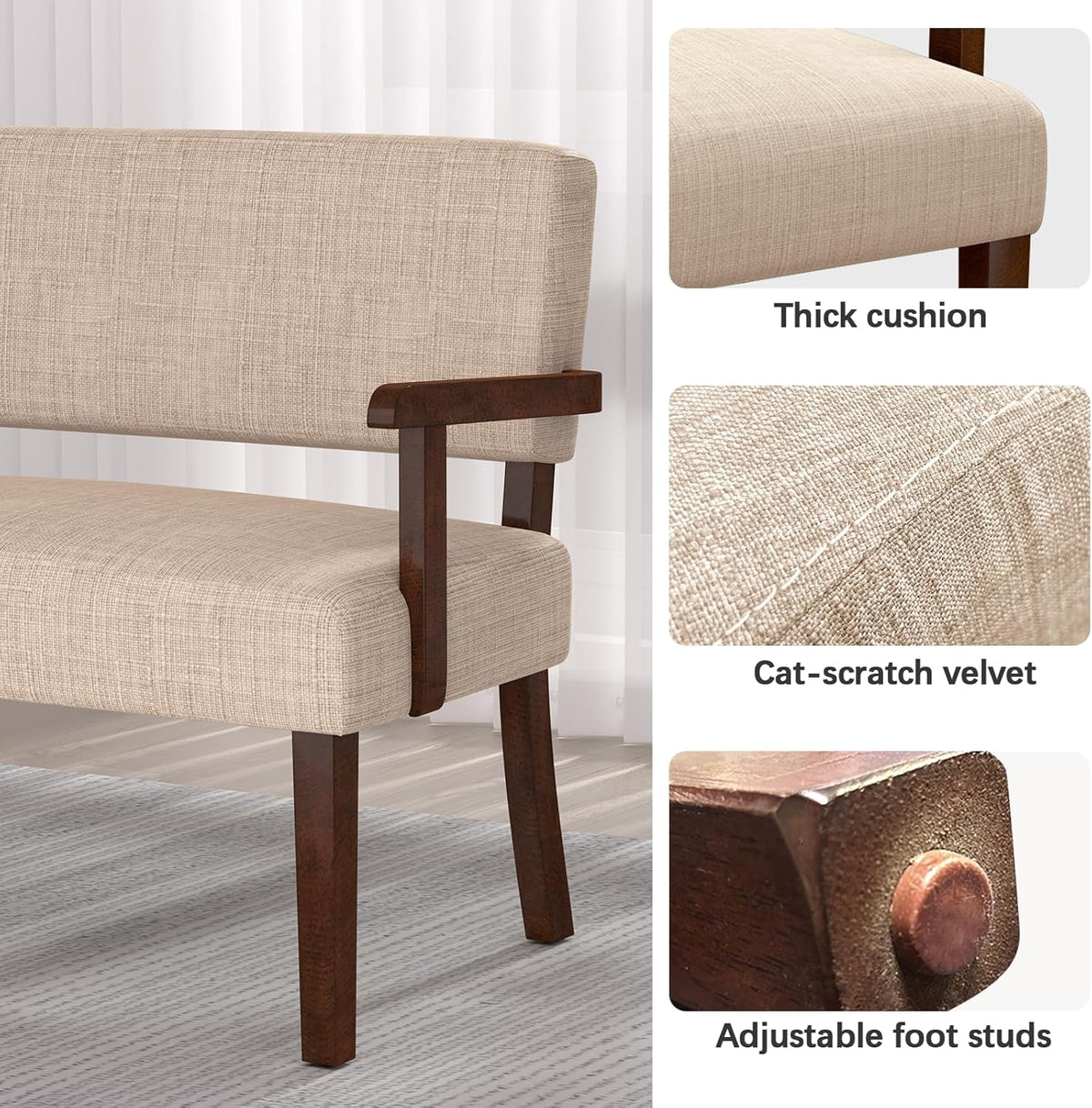 Accent Chair 2 Seat, Arm Chairs with Soft Seat and Armrests for Living Room, Love seat for Dining
