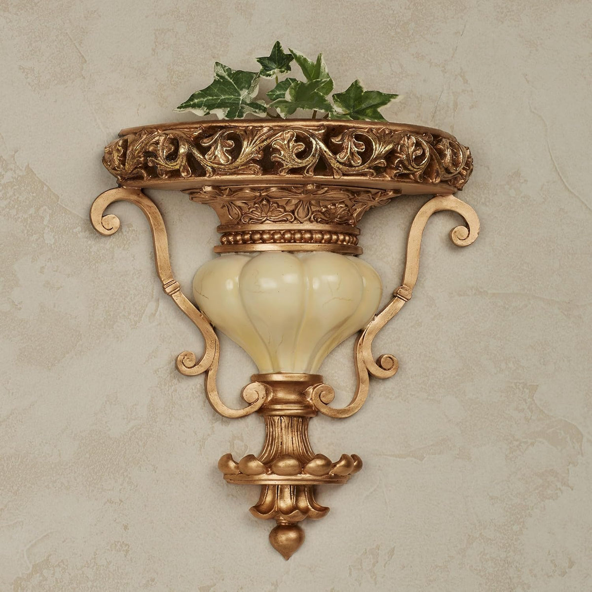 Touch of Class Chalmette Wall Shelf - Gold/Ivory - Victorian Style - Decorative Wall Shelves for