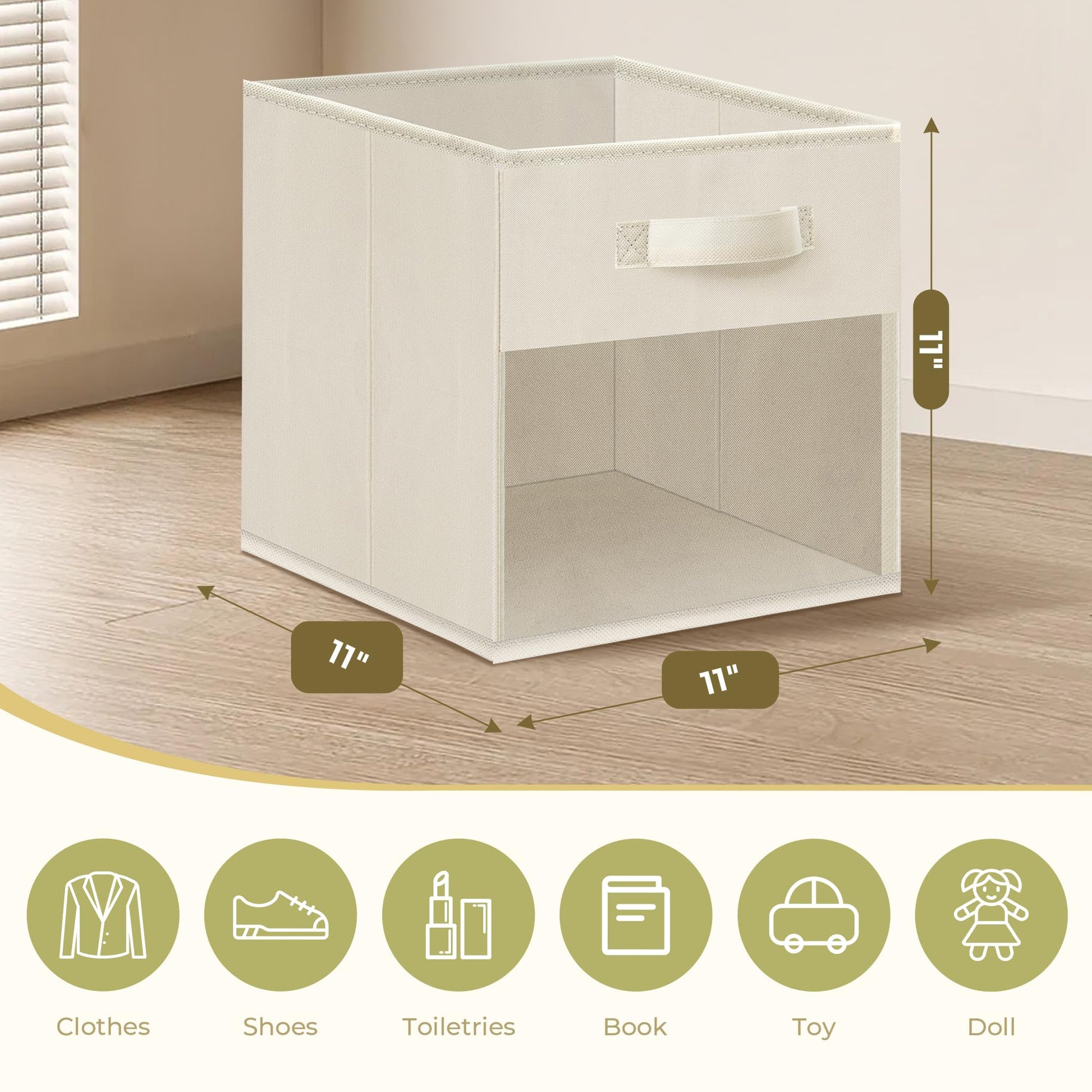 STORAGEIDEAS Storage Bins with Clear Window, 11x11 Storage Cubes, Collapsible Cube Storage Box