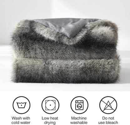 HORIMOTE HOME Luxury Faux Fur Throw Blanket, Non-Shedding 60"x80" Fur Blanket Throw, Ultra Soft