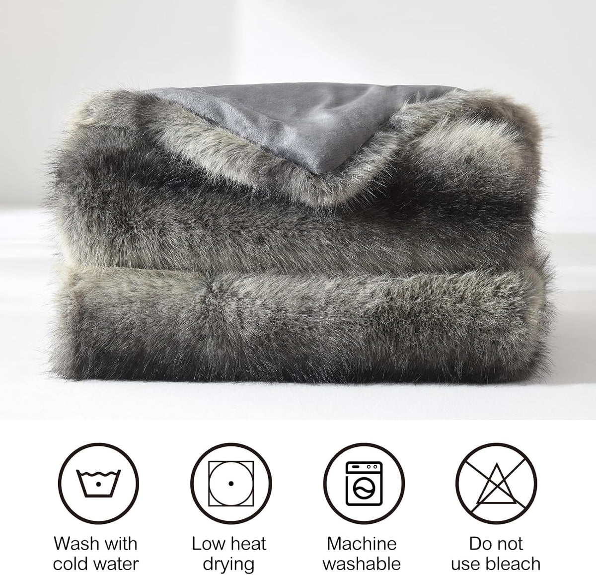 HORIMOTE HOME Luxury Faux Fur Throw Blanket, Non-Shedding 50"x60" Fur Blanket Throw, Ultra Soft