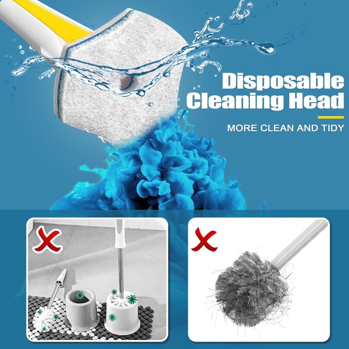 JEHONN Disposable Toilet Brush with 40PCS Wand Cleaner Refills, Wall Mounted Toilet Bowl Brush