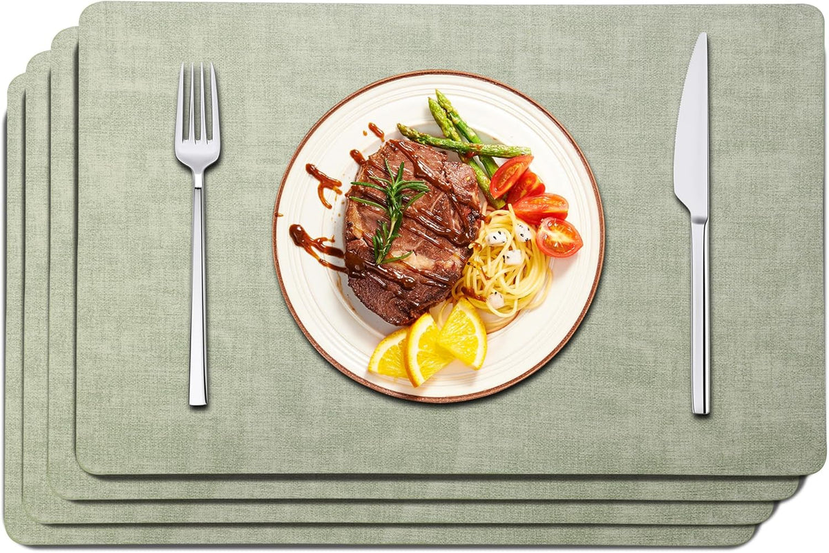 Maxpearl Faux Leather Placemats Set of 4, Waterproof - Wipe Clean - Heat Resistant - Anti Slip