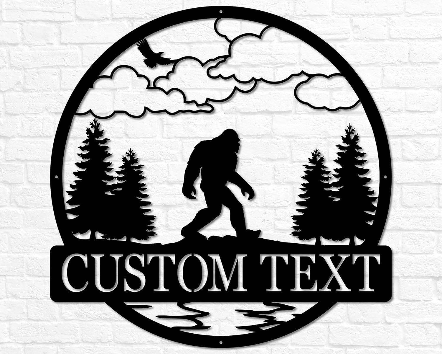 Outdoor Sasquatch Custom Name Metal Sign | Bigfoot Mountain Yard Art Decor | Metal Sasquatch Yeti
