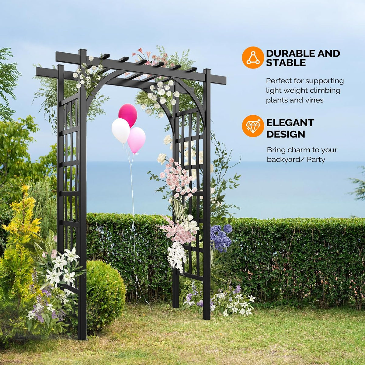 VINGLI Garden Arbor, PVC Wedding Arch for Ceremony Party, Garden Trellis for Climbing Plants