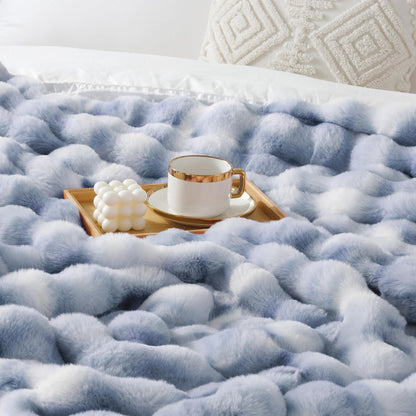 Touchat Luxury 1000GSM Rabbit Faux Fur Blanket, Super Heavy Warm Cozy Brown Blankets for Couch Bed
