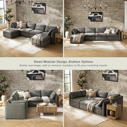 mopio Oversized Modular Sectional Sofa with Fully Removable Covers and Storage, Convertible U