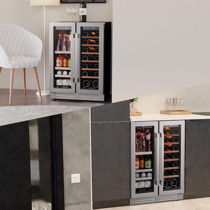 Ca'Lefort 24 Inch Wine and Beverage Refrigerator, 60 Can and 20 Bottle Wine Fridge 36-72°F, 3 LED